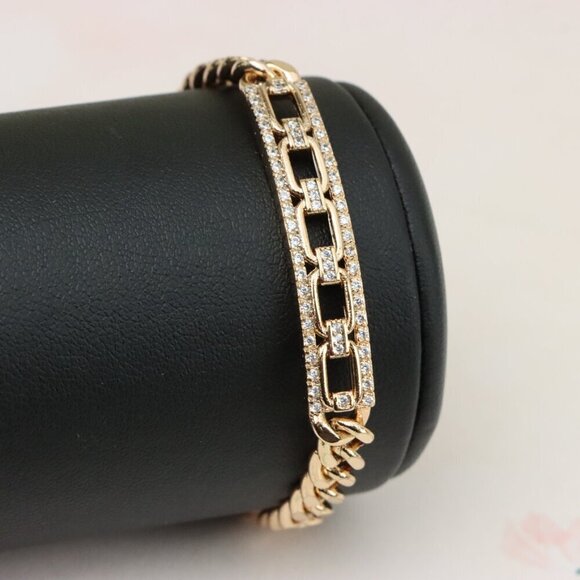 "Elegant Rose Gold Bracelet with Crystal Link Detailing, XPBL0847 - Picture 1 of 12